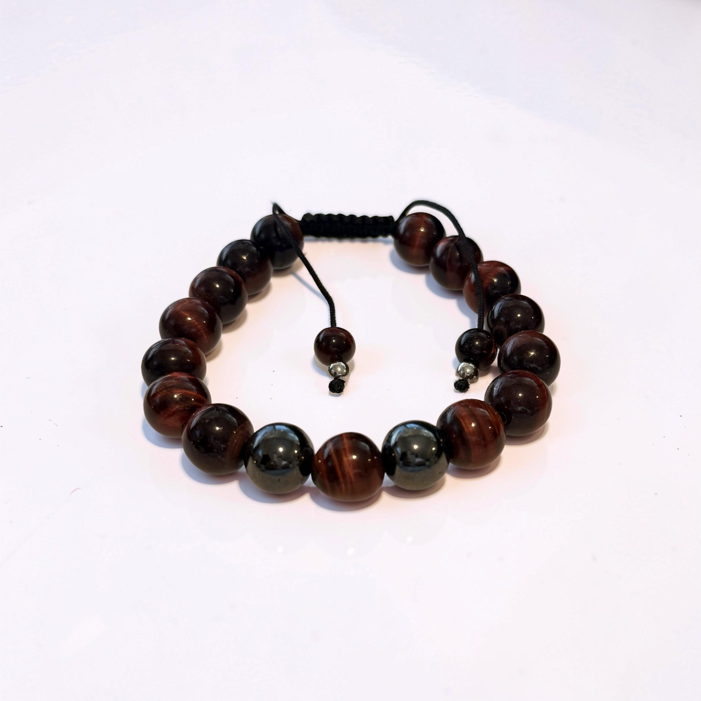 Executive Focus Bracelet  Red Tiger’s Eye & Hematite – 12mm Adjustable Bracelet