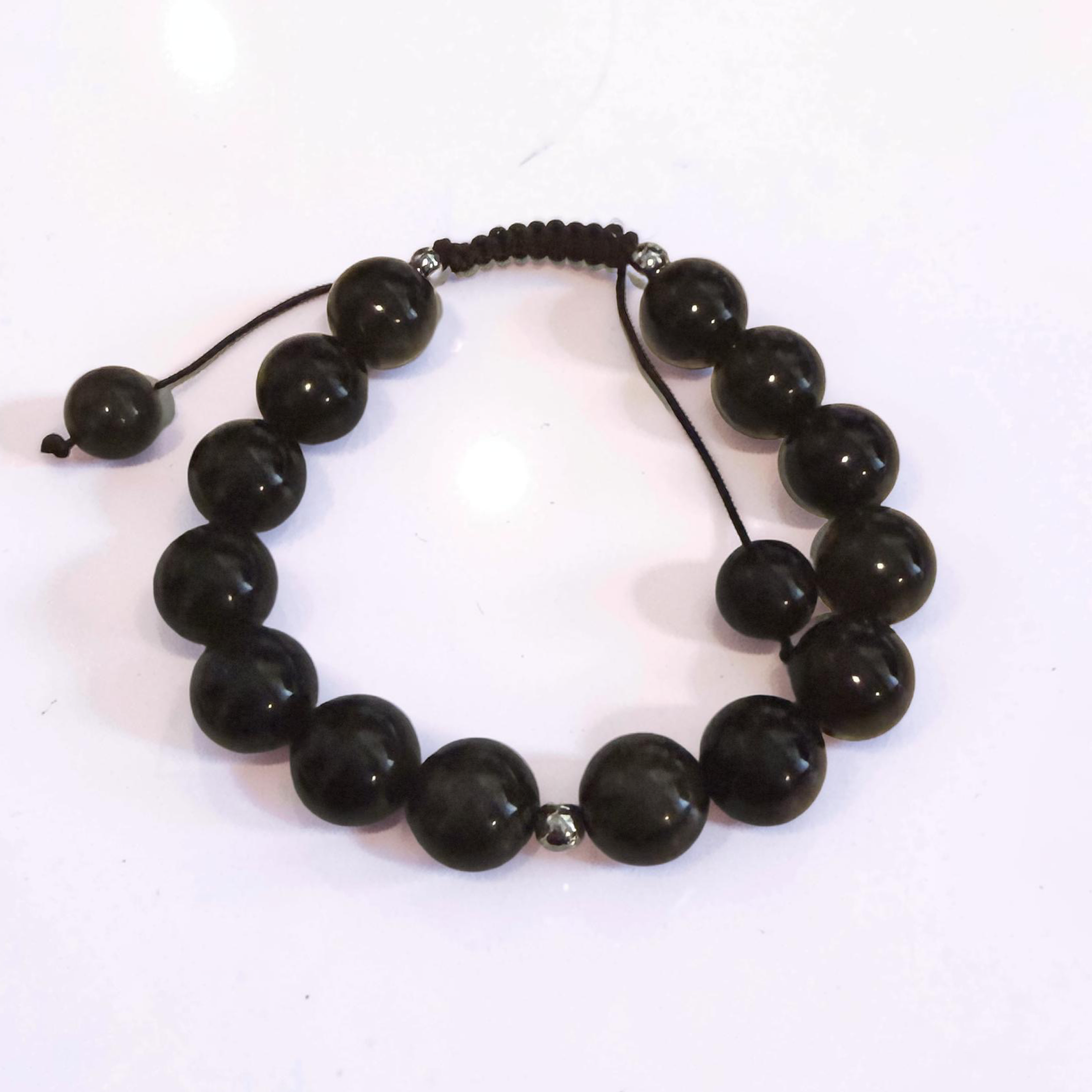Men’s Black Obsidian Protection Bracelet  12mm