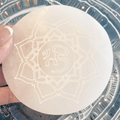 4" Om Selenite Reflection Plate
