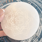 4" Om Selenite Reflection Plate