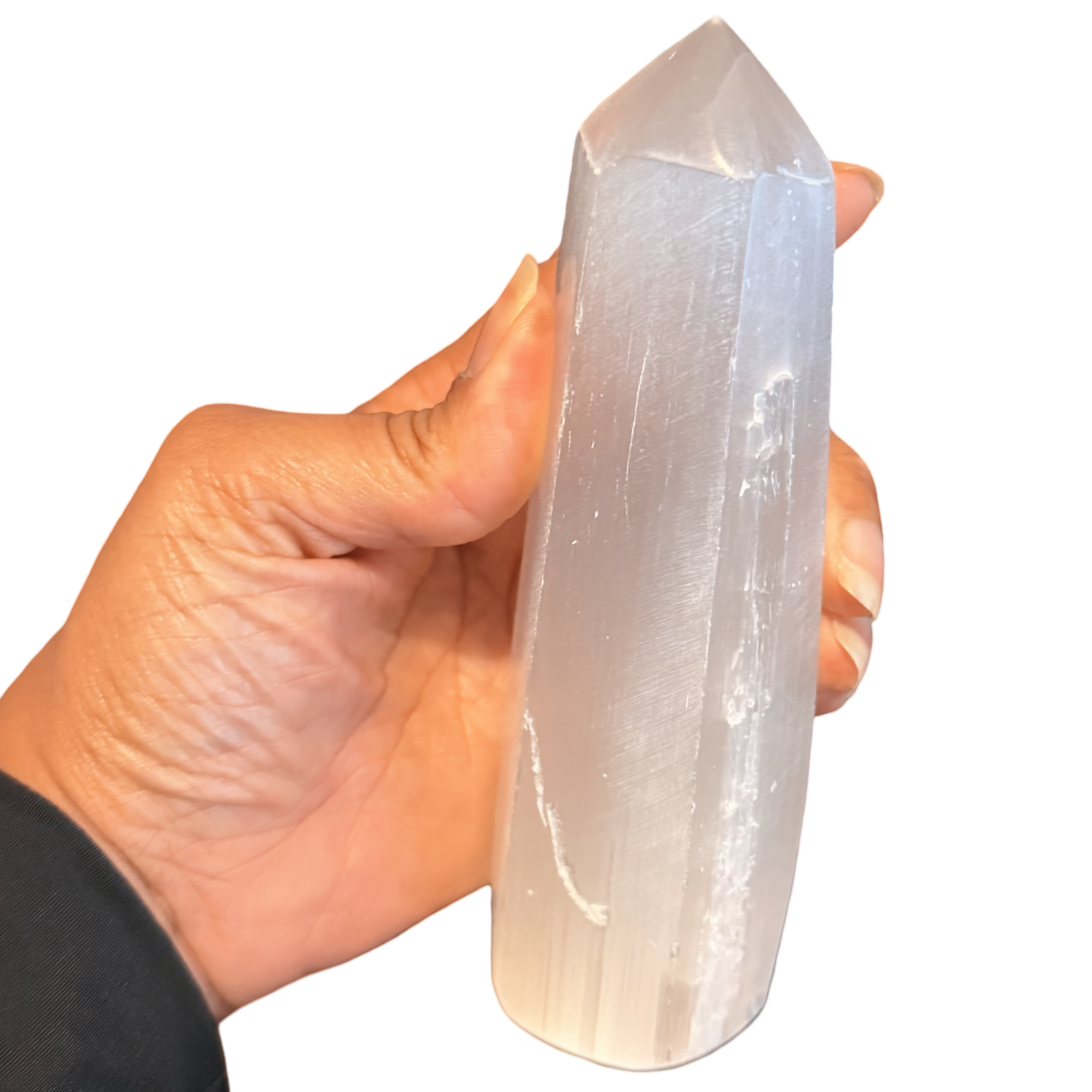 Selenite Prism Pointed Tower