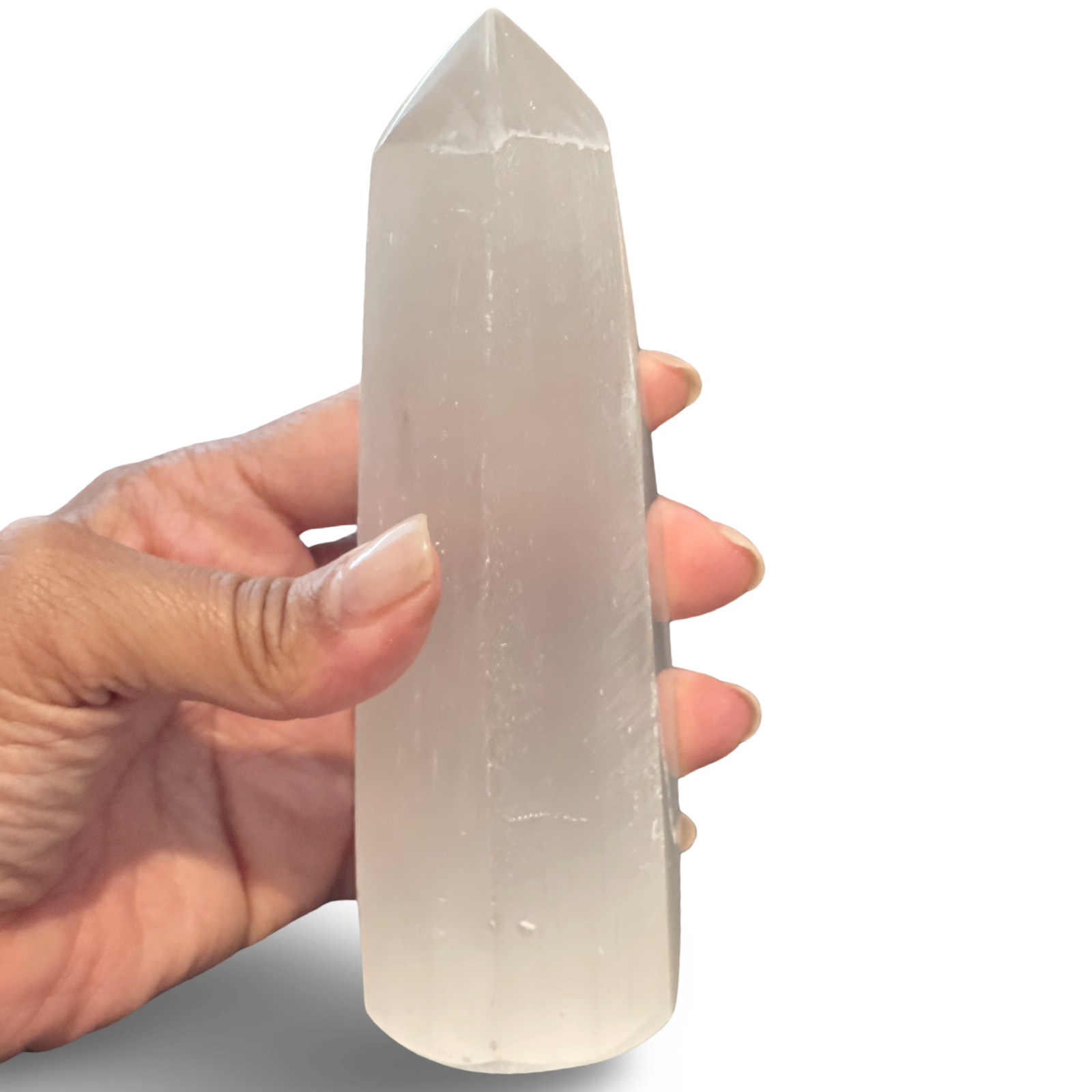 Selenite Prism Pointed Tower