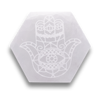 Hexagonal Hamsa Hand Selenite Charging Plate