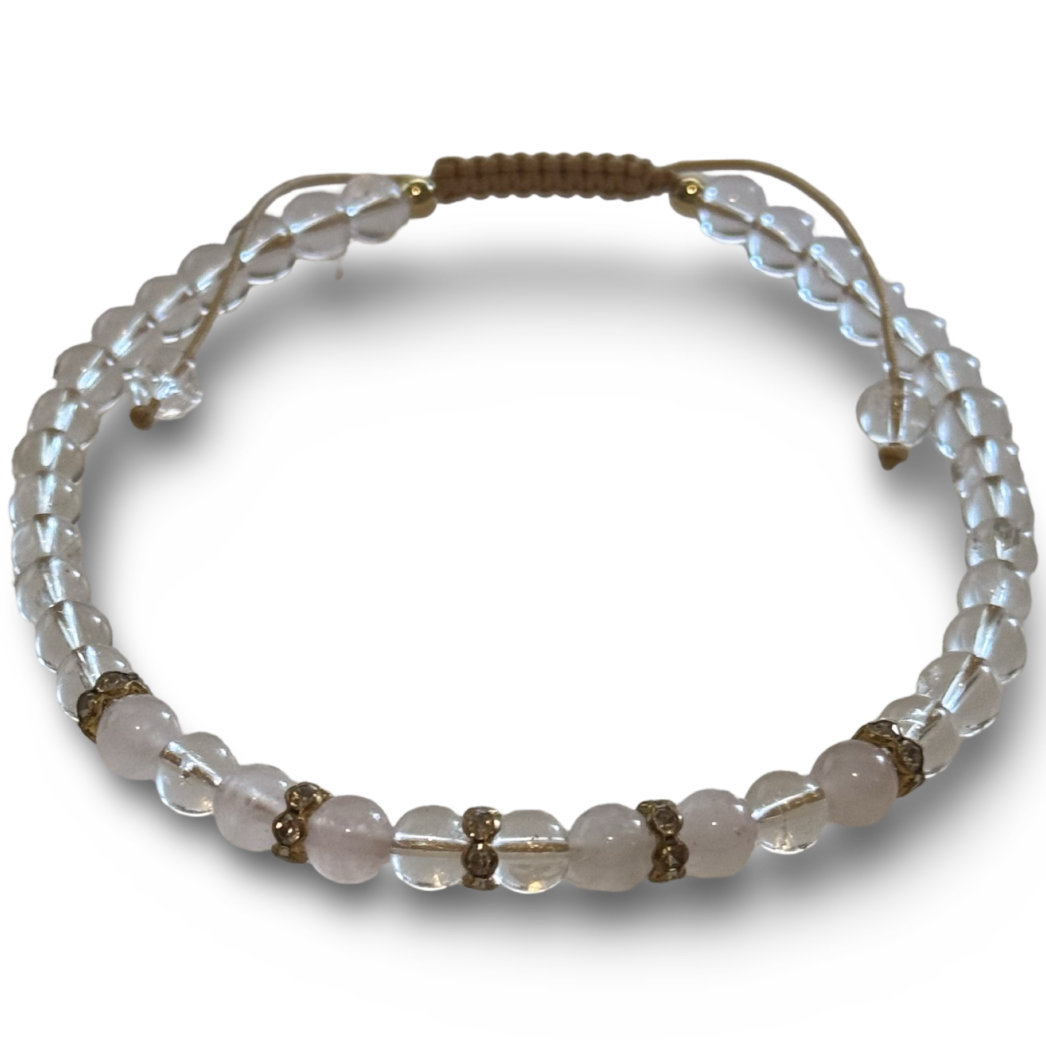 Calm Heart Anklet - Clear Quartz & Rose Quartz 6mm