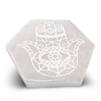 Hexagonal Hamsa Hand Selenite Charging Plate