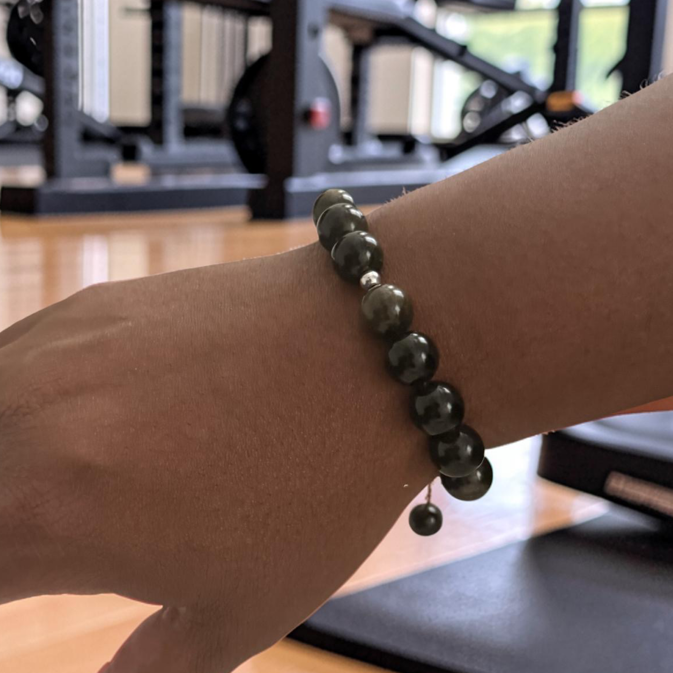 Men’s Black Obsidian Protection Bracelet  12mm