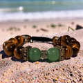 Tiger's Eye & Green Aventurine Adjustable Bracelet 12mm