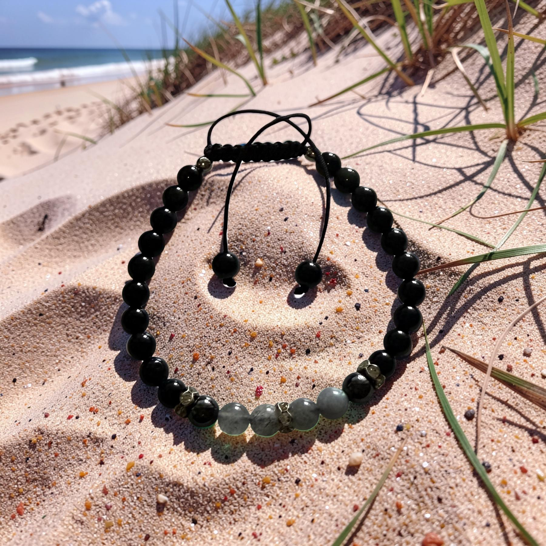 Grounded & Guided Bracelet - Black Tourmaline, Labradorite, and Hematite 6mm
