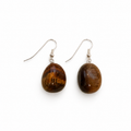 Polished Tiger’s Eye Stone Drop Earrings