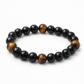 Men’s Black Obsidian & Tiger’s Eye Stretch Bracelet