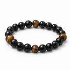 Men’s Black Obsidian & Tiger’s Eye Stretch Bracelet
