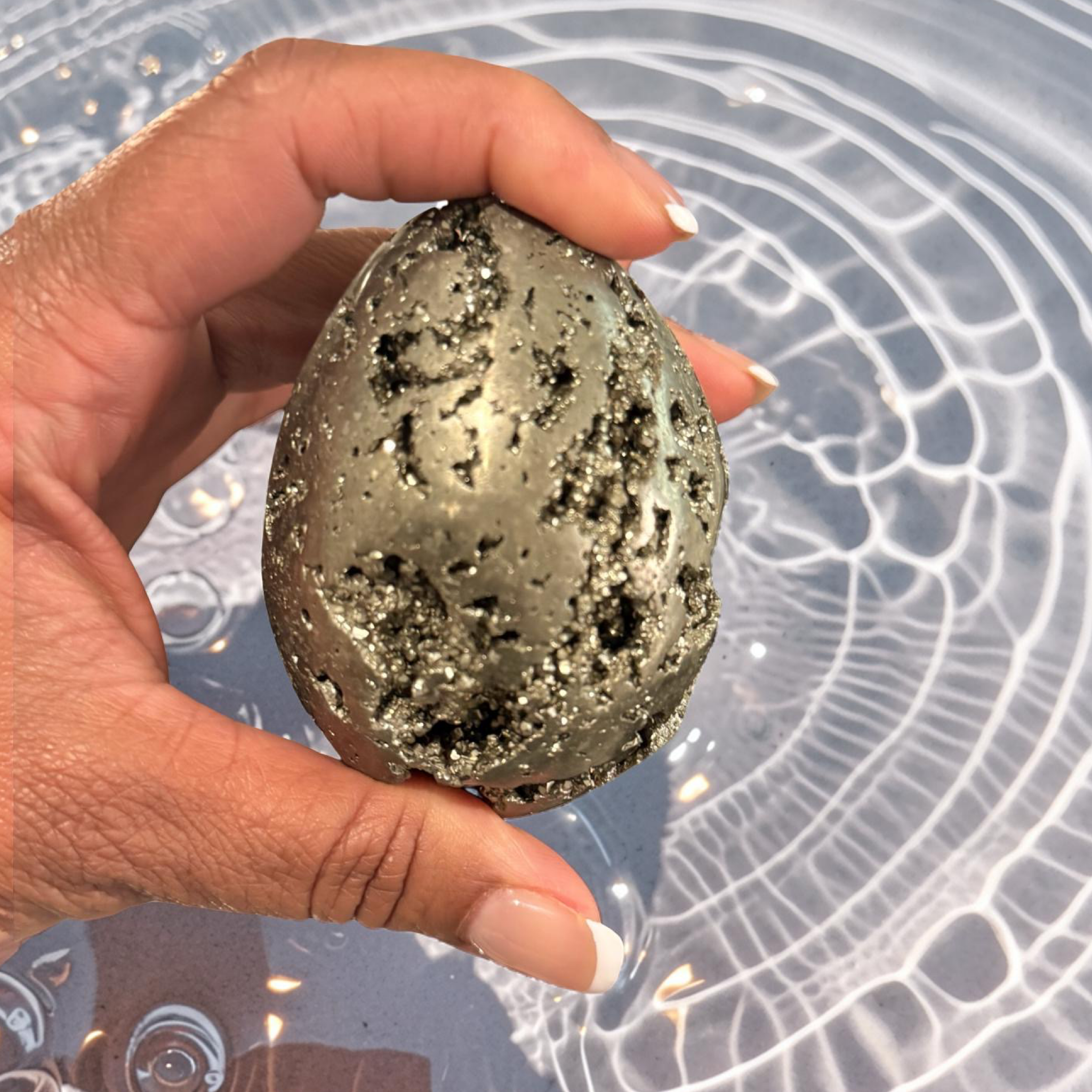 Natural Pyrite Druzy Egg – Ground & Protect