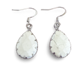 White Howlite Textured Teardrop Earrings