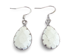 White Howlite Textured Teardrop Earrings