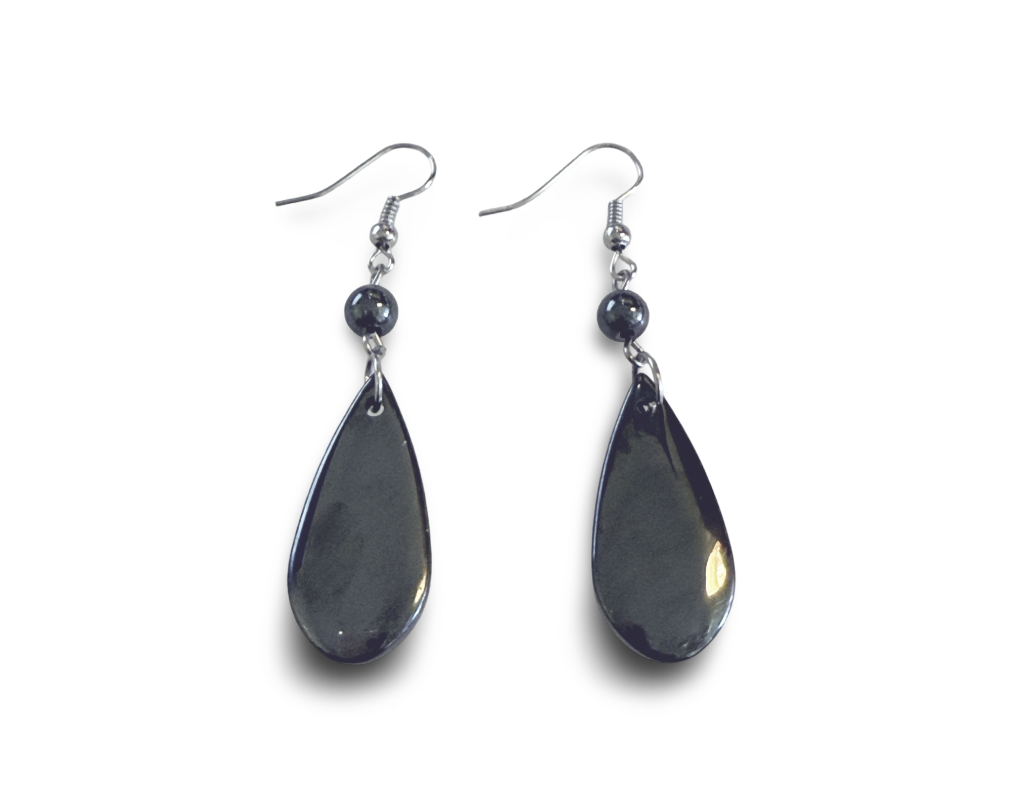 Polished Hematite Teardrop Earrings