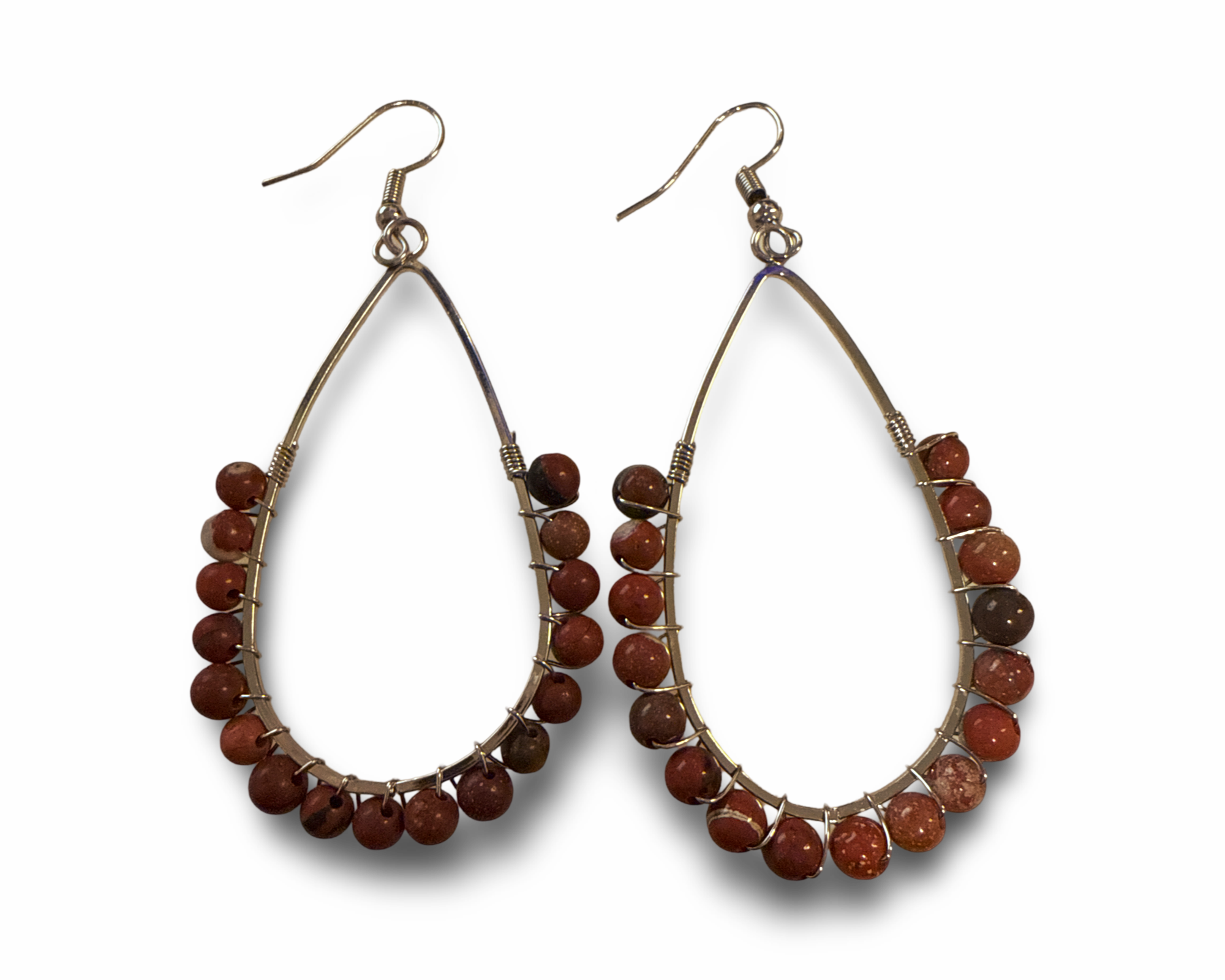 Red Jasper Beaded Teardrop Earrings