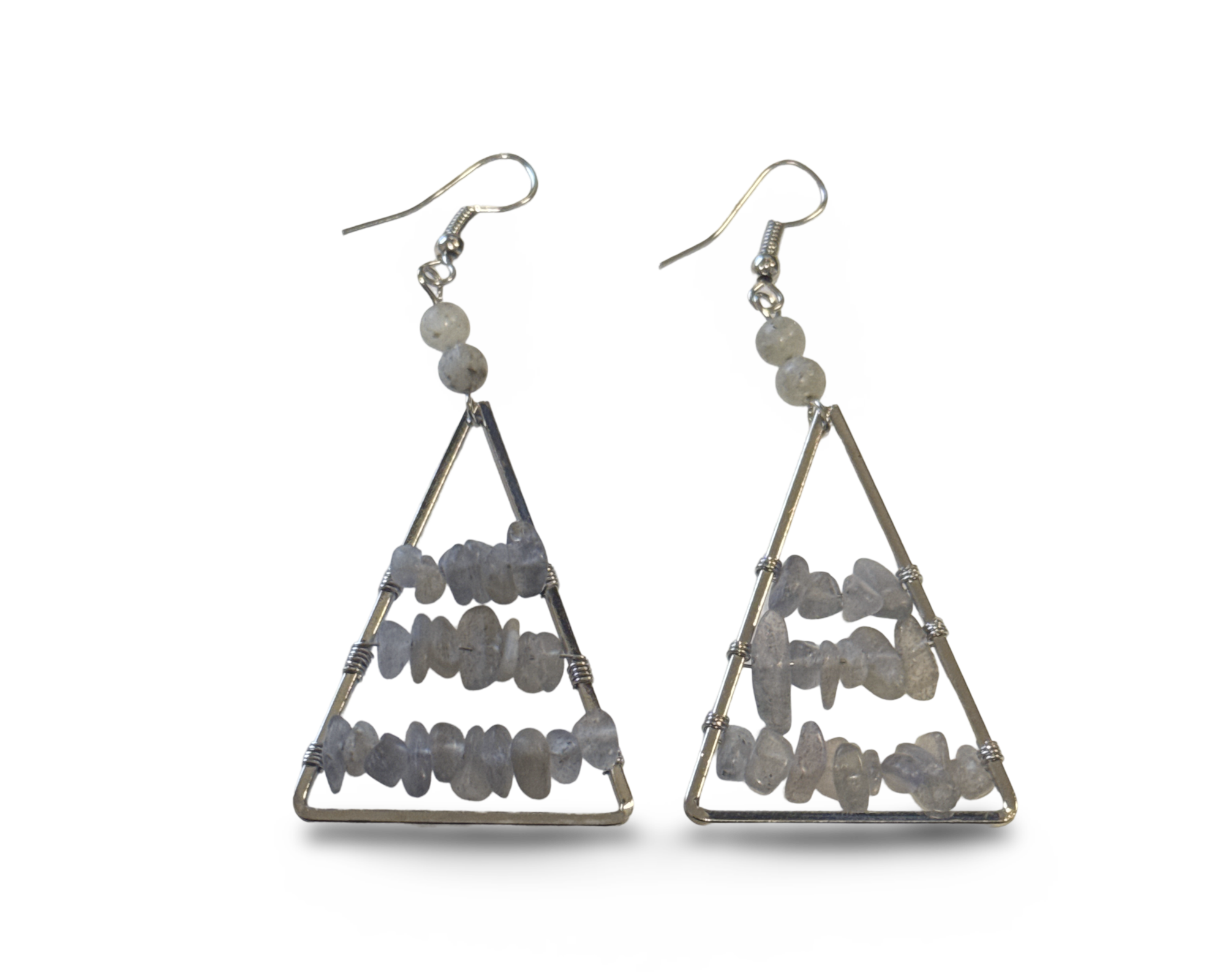 Labradorite Chip Triangle Earrings