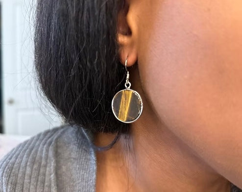 Tiger’s Eye Circle Drop Earrings