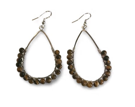 Tiger’s Eye Beaded Teardrop Earrings