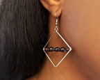Garnet Geometric Drop Earrings: