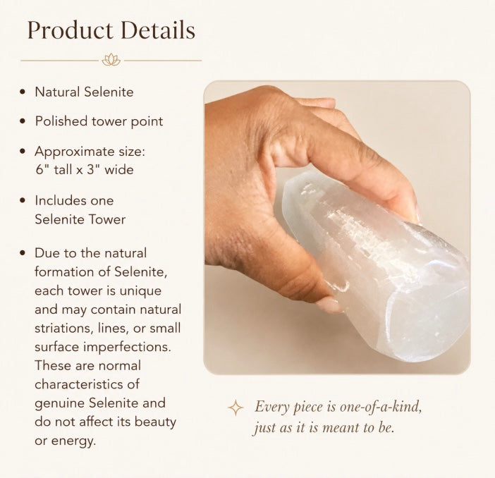 Selenite Prism Pointed Tower