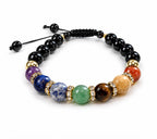7 Chakra Black Obsidian Adjustable Bracelet 10mm