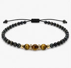 Grounded Abundance Anklet  Black Obsidian & Golden Tiger's Eye 4mm