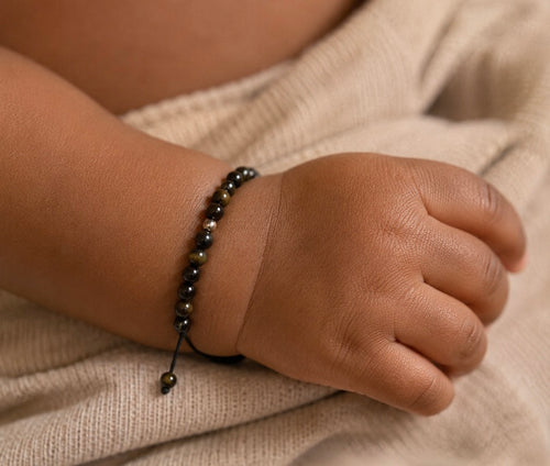 Black Obsidian Kids Adjustable Bracelet 4mm