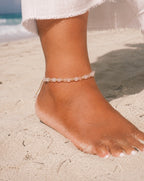 Calm Heart Anklet - Clear Quartz & Rose Quartz 6mm