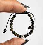 Black Obsidian Kids Adjustable Bracelet 4mm
