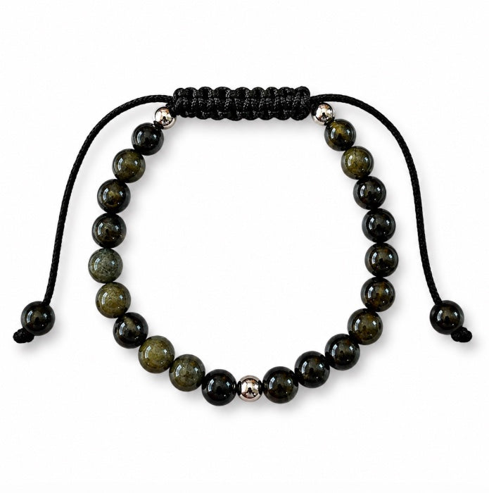 Black Obsidian Kids Adjustable Bracelet 4mm