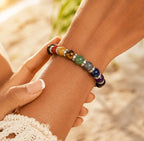 7 Chakra Black Obsidian Grounding Bracelet 10mm