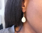 White Howlite Textured Teardrop Earrings