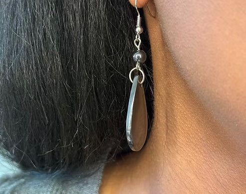 Polished Hematite Teardrop Earrings
