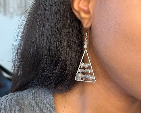 Labradorite Chip Triangle Earrings