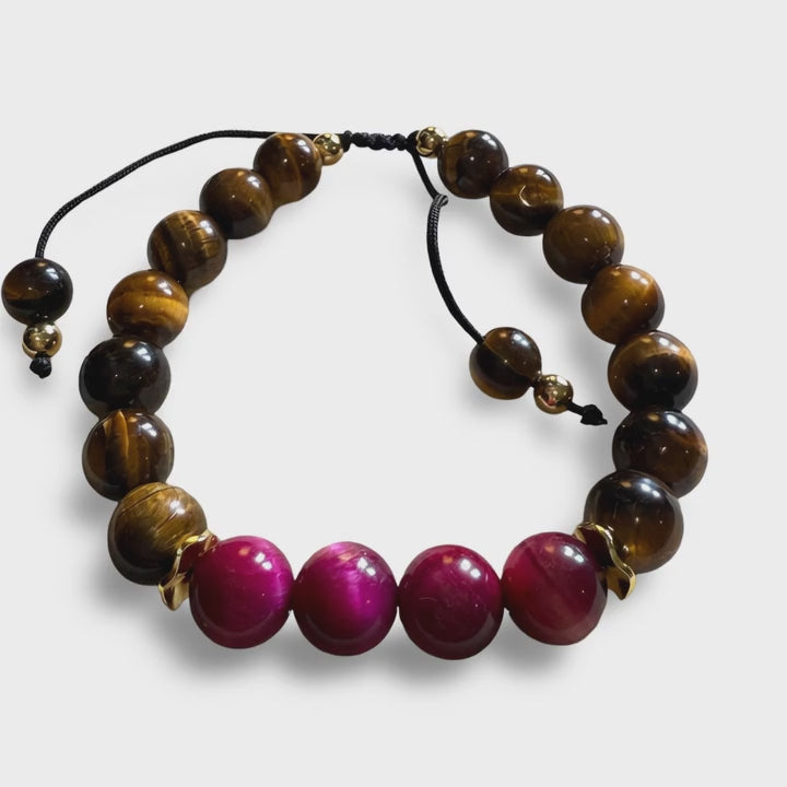 Tiger's Eye & Pink Tiger's Eye Bracelet Confidence & Protection - 10mm